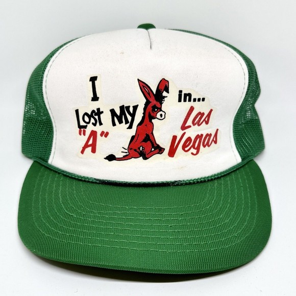 Vintage Lost My Ass in LAS VEGAS Hat Snapback Trucker Mesh Rope Cap Foam Casino - Picture 1 of 10